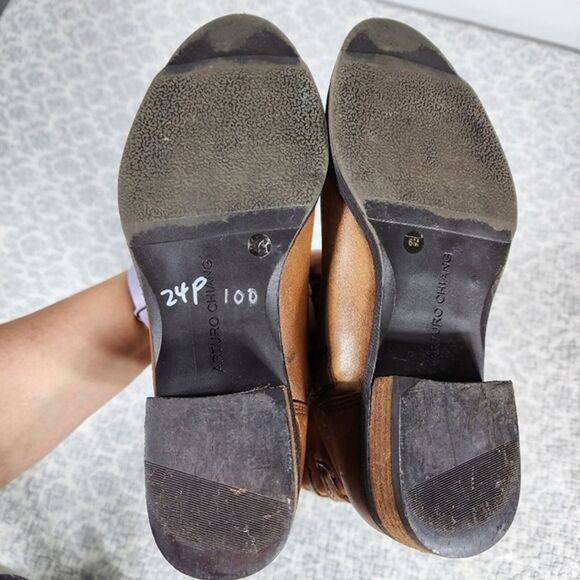 Arturo Chiang Tan Camel Colored Knee High Leather Riding Boots Size 6 - Picture 8 of 8